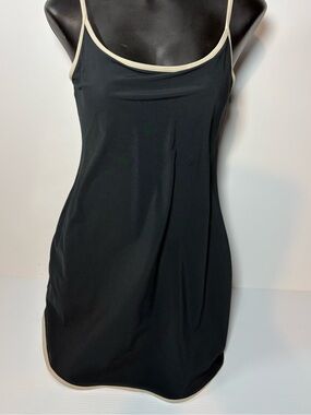 Abercrombie & Fitch Black Slip Dress with Cream Trim. Attached shorts.